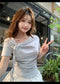 MATINEE Asymmetrical Neckline Top With Chokers